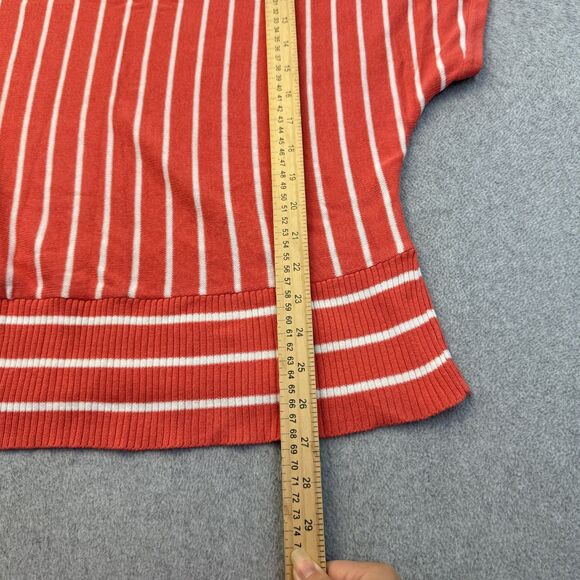 Notations Sweater Women's 2X Pink Orange Striped Knit Bat Wing Sleeve Stretch - Picture 7 of 10